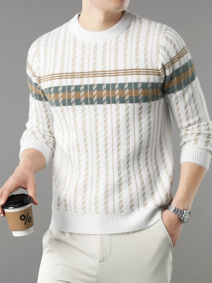 Men'S Stylish Thick Knit Sweater for Autumn And Winter, a New Casual Pullover for Warmth