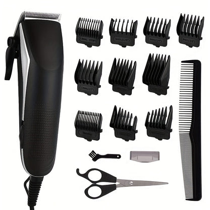 Hair Clippers for Men, Electric Hair Trimmer Clipper Home Haircut & Grooming Kit with 10 Guide Combs 1 Scissor 1 Comb