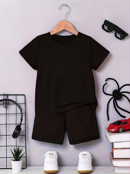 Summer Quick-Dry Shorts & Tee Set for Baby Boys, Jungle Print - ayq