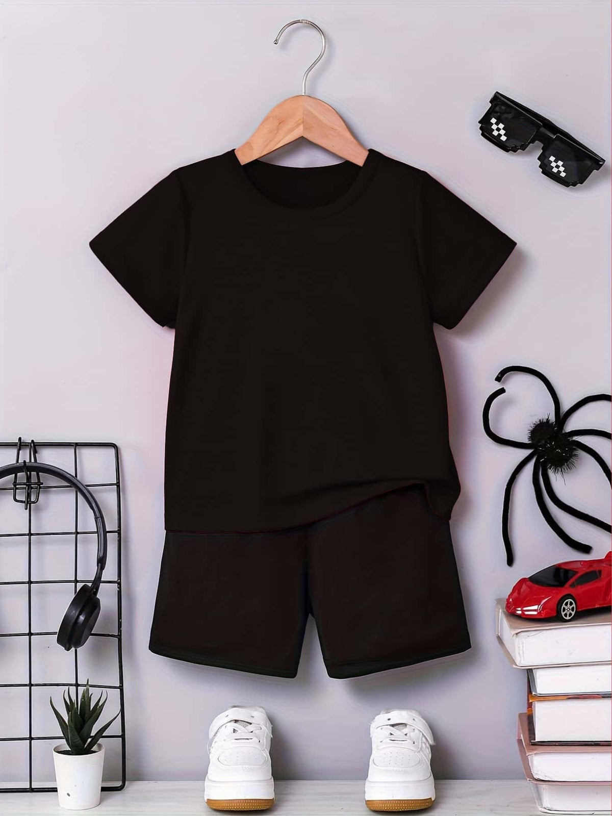 Baby Boy 2-Piece Casual Summer Outfit with Printed T-Shirt & Shorts - ayq