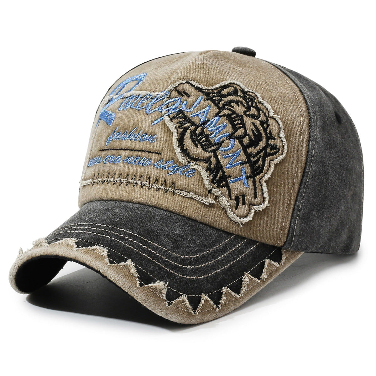 Vintage Washed Unisex Adjustable Baseball Cap with Embroidered Patch