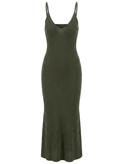 Women’s Elegant V-Neck Bodycon Sweater Dress for Spring-Fall