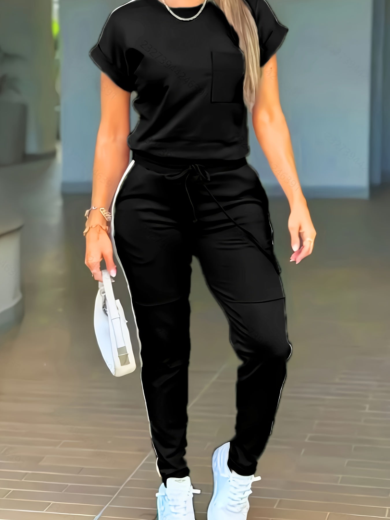 Women'S Casual Solid Color Patchwork Outfit for Spring And Summer