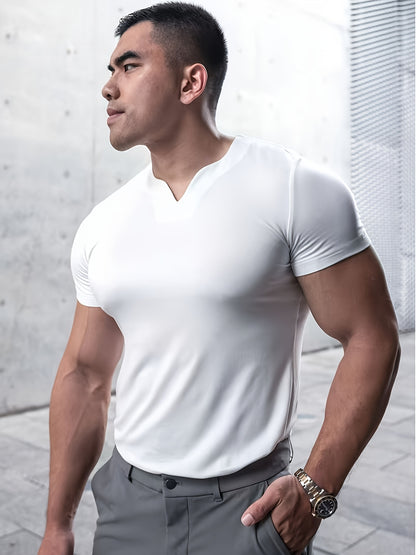 Men's Quick-Dry Gym T-Shirt - Muscle Crew Neck Workout Shirt, Stretch Athletic Tee for Weightlifting, Running, Training - Non-See-Through Muscle Builder Top (Hand Wash/Dry Clean) - Ideal for Gym  Casual Outfits, Gym Shirt, A