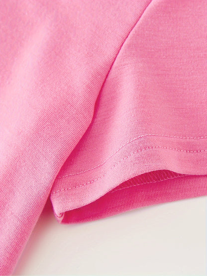 CHICFULL Girls' Personalized Name/Text Christmas Rudolph & Polka Bow T-Shirt - Red Smiling Reindeer Print with Golden Lettering, Soft Round Neck Casual Knit Top for Spring/Summer & Christmas, Machine Washable - Girls' Birthda