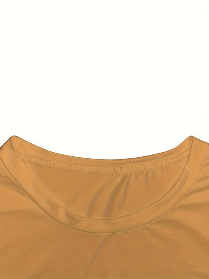 Men'S Brown T-Shirt with ECG Heartbeat Graphic - Casual Streetwear, Short Sleeve, Round Neck, Stretch Fabric, All-Season Comfort, Casual Streetwear Tee   Round Neck Tshirt   Comfortable Fit