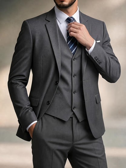 Men's Slim-Fit Two-Button Notch Lapel Suit Jacket