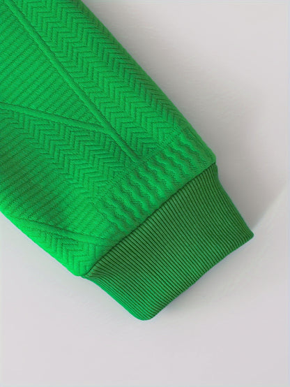 2pcs set of casual and fashionable fleece thickened Jacquard zipper pocket shoulder-length hooded sweatshirt and fleece Jacquard sports jogging pants suit, children's autumn and winter comfortable and versatile clothing, can