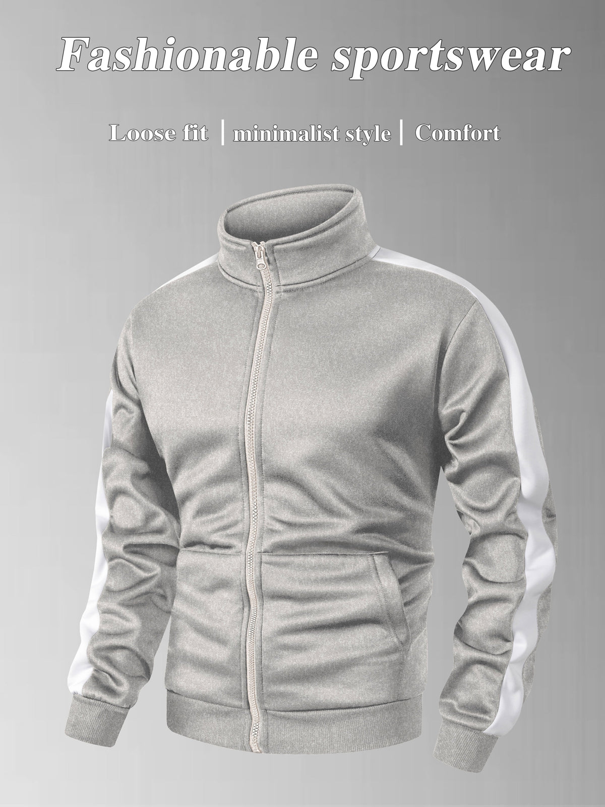 Men's Slim-Fit Full-Zip Softshell Jacket with Stand Collar