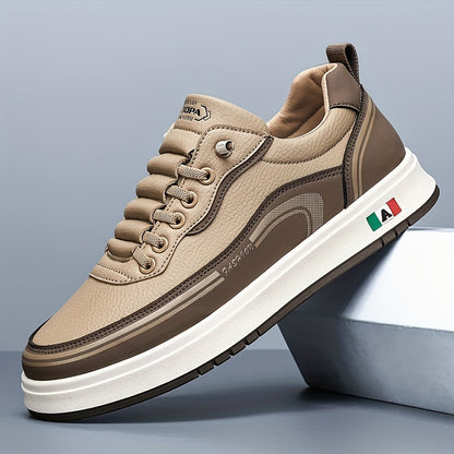 FC06 Men'S Casual Sneakers - Black  White Low-Top Lace-Up Shoes with Italian Flag Design, Faux Cover Upper, Cushioned PVC Sole, Breathable Fabric Lining for All-Season Comfort, Everyday Footwear, Modern Sneakers, Fabric Line