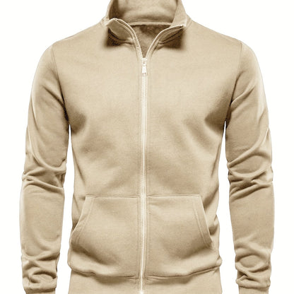 Men'S Lightweight Breathable Zip-Up Jacket - Casual Outdoor Windbreaker with Kangaroo Pocket, Soft Shell Design for Hiking, Fishing, Gym & Streetwear - Spring/Fall Layering Essential, Fishing Attire, Stylish Stand Collar, Dur