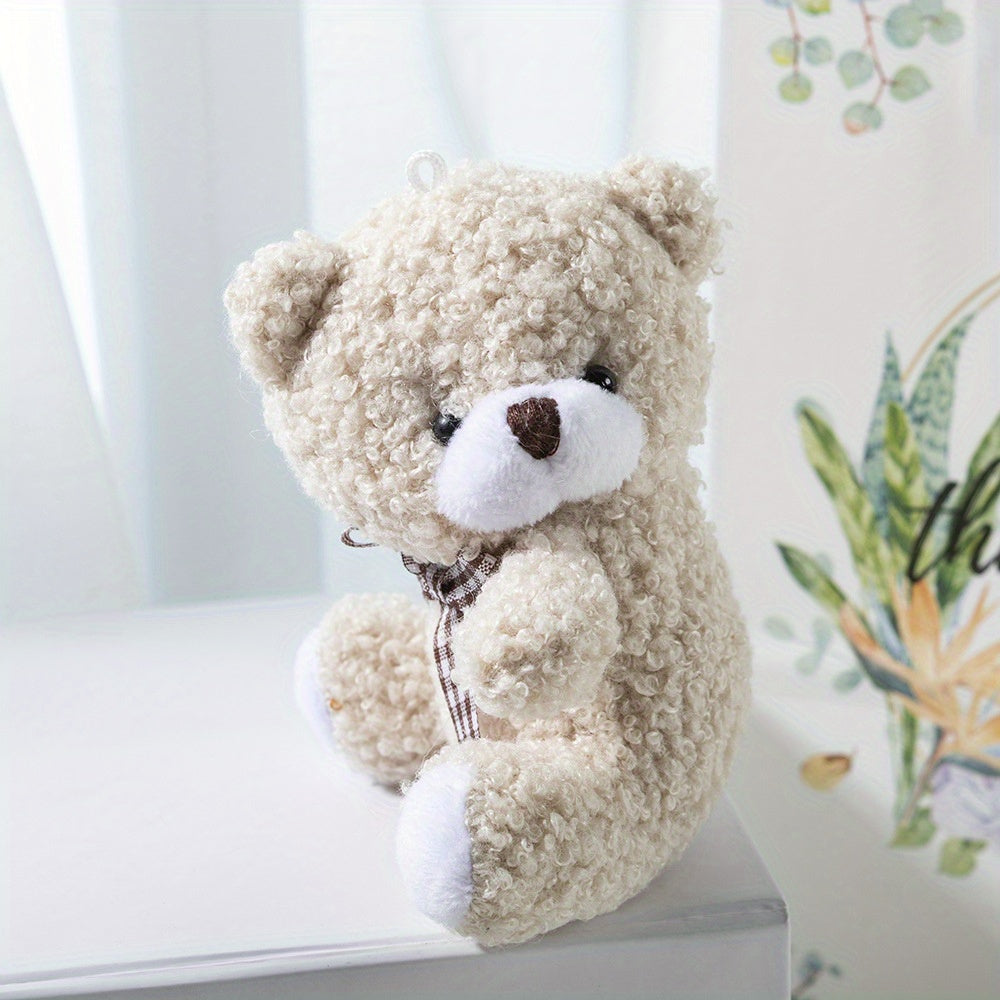 1pc, a Cute Tilted-Head Bear Plush Toy, a Plush Keychain Accessory, a Teddy Bear Doll, a Gift for Bags, Birthday Present, Holiday Gift.