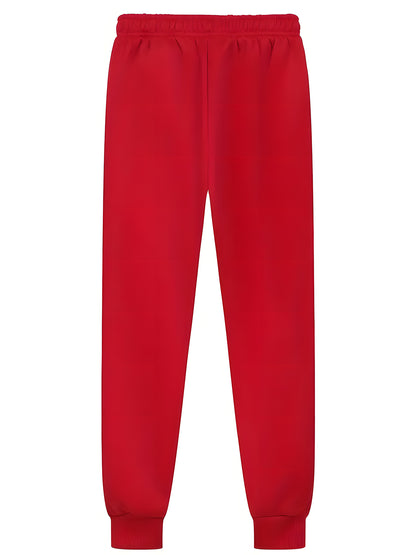 2pcs Girls & Boys Winter Warm Pink Hoodie & Pants Set - Bright Pink Christmas & New Year Outfit with Santa Reindeer Snowman Print, Elastic Waist Matching Sweatsuit for Kids 6-12 Years (Height 120-160cm), Boys & Girls Clothing