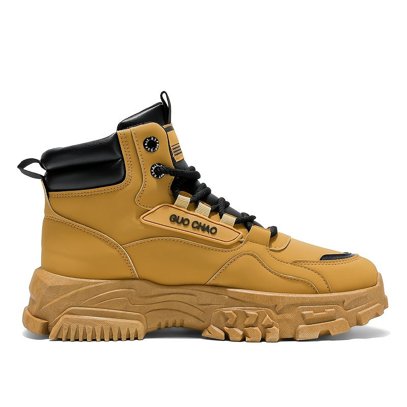 Men's High-Top Work Boots - Durable, Non-Slip, Lace-Up Casual Sneakers for All Seasons
