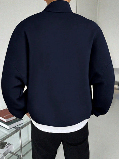 Men's Full-Zip Hooded Jacket - Thermal Zip-Up Sweater Coat, Full-Length Zipper Closure, Machine Washable Winter Outerwear for Cold Weather, Gym, Office & Everyday - Black Formal & casual Outer Jacket for Men, Winter Hoodies f