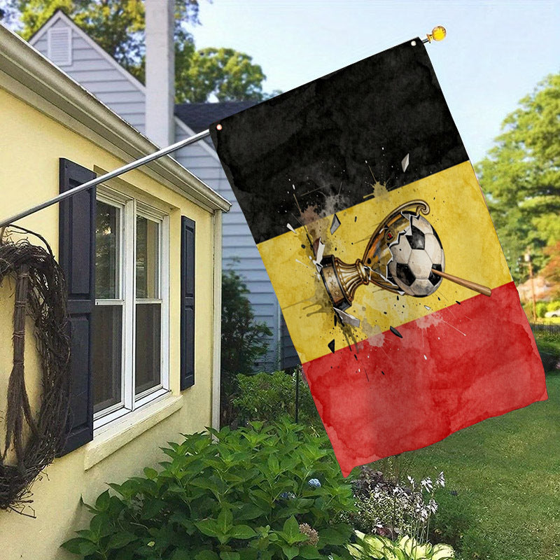 Belgian Soccer Flag with Trophy & Ball Design, 3x5 ft Polyester