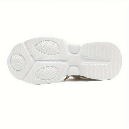 Men's Breathable Sneakers in White - Casual  Sporty Lace-Up Running Shoes with EVA Sole
