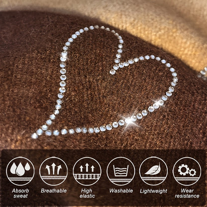 Women's Wool Beret Hat with Rhinestone Heart - Lightweight Warm