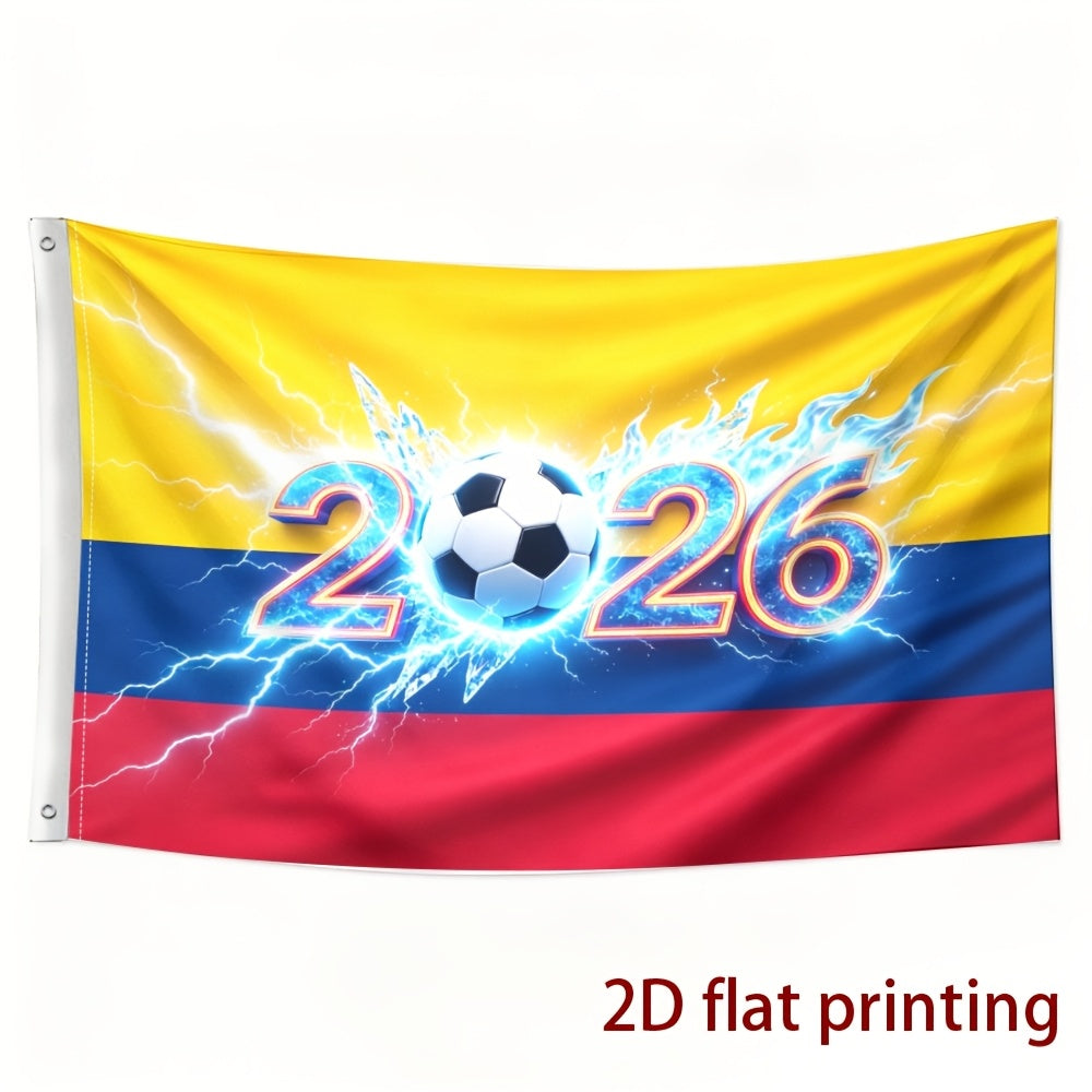 2D Flat Colombia 2026 Football Fan Cheer Flag Banner