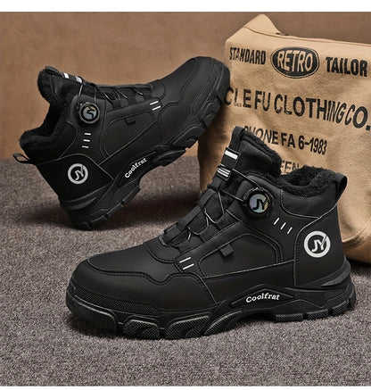 Men'S Winter High-Top Boots - Thick Warm Lace-Up Ankle Boots with Rubber Sole, Non-Slip Traction, Brown/ Color Options - Cold Weather Shoes for Everyday & Formal, Winter Boots, Formal Footwear, Retro Style, Durable Constructi