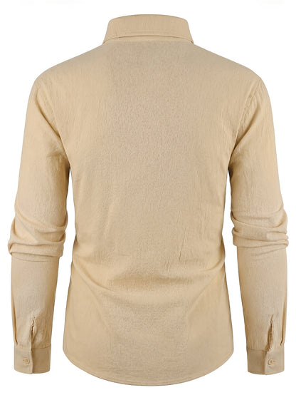 Men's Linen Casual Shirt Solid Color Lapel Breathable Top