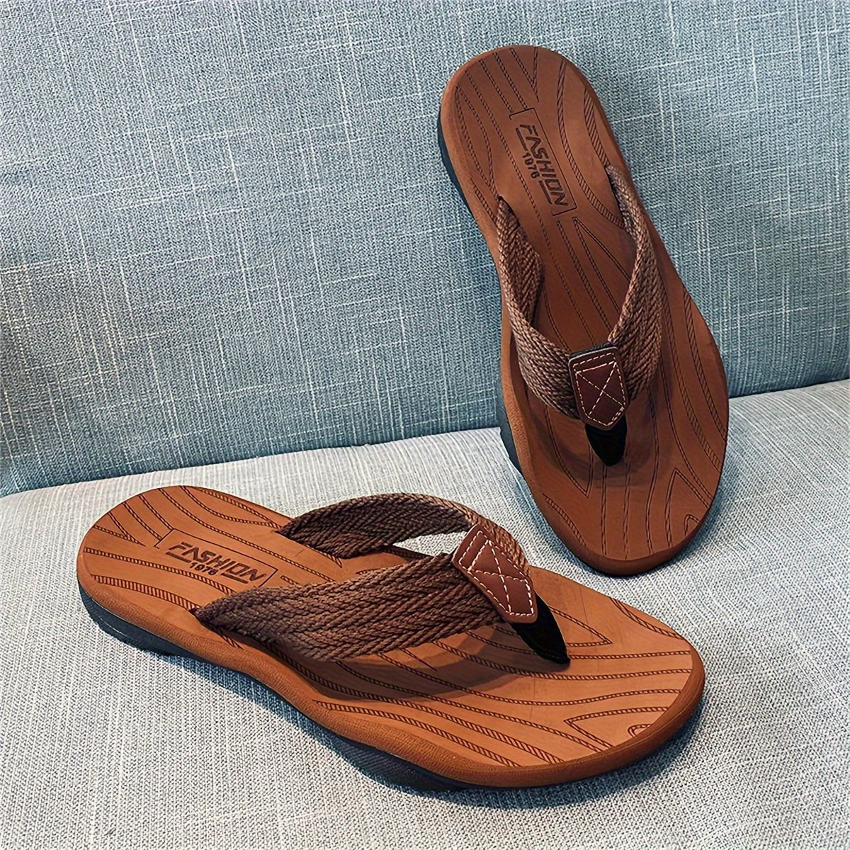 Men's Casual Summer Beach Sandals with Fabric Upper