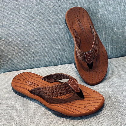 Men's Casual Summer Beach Sandals with Fabric Upper