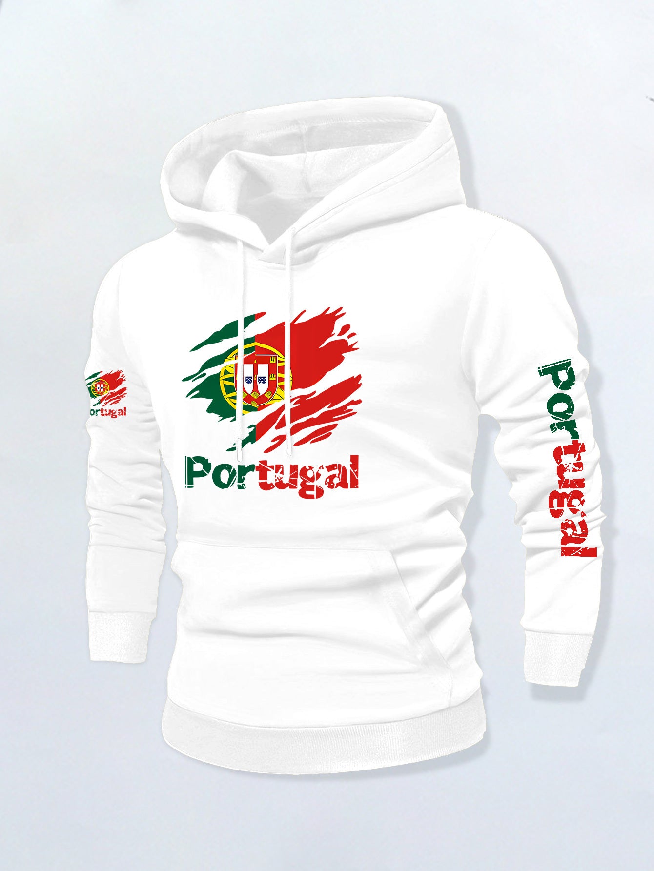Men’s Portuguese Flag Casual Hoodie with Kangaroo Pocket