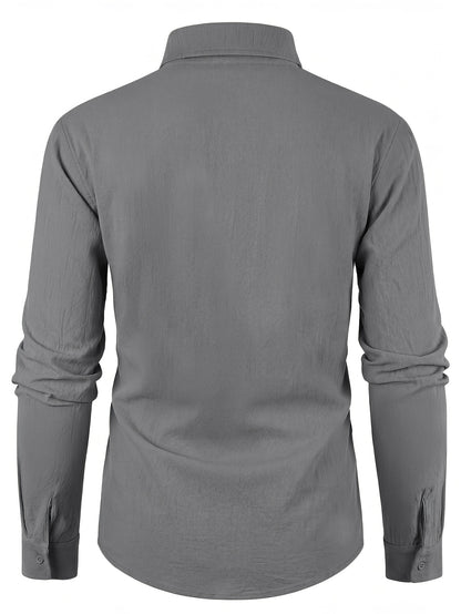 Men's Linen Casual Shirt Solid Color Lapel Breathable Top