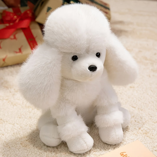 Realistic Poodle Plush Doll - White Poodle Puppy with Fluffy Hair, Paws & Ears, Soft Stuffed Animal for Kids, Collectors, Birthday & Christmas Gifts, Cuddly Companion (No /Easy Care)