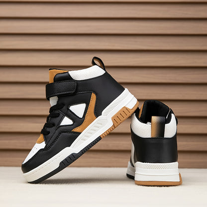 Youngsters' High-Top Sneakers with Color Block Design - Breathable, Non-Slip & Durable for Boys and Girls - Perfect for Outdoor Activities & Casual Attire