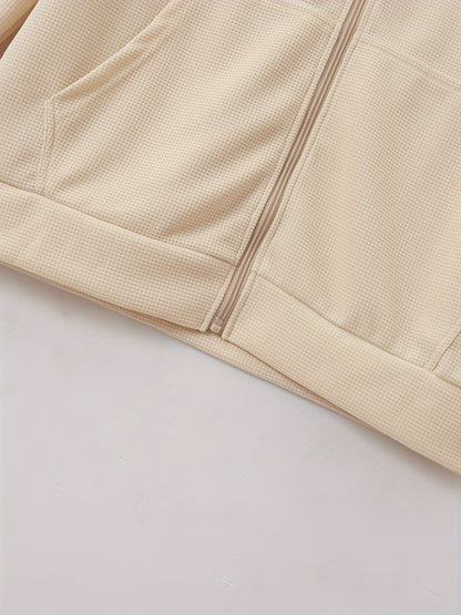 Men's Lightweight Jacket with Stand-Up Collar - Zippered Front Closure, Regular Fit Casual Coat for Everyday & Formal Wear - Spring/Fall Outerwear in White/Neutral Tones - Easy Care Zipper Jacket