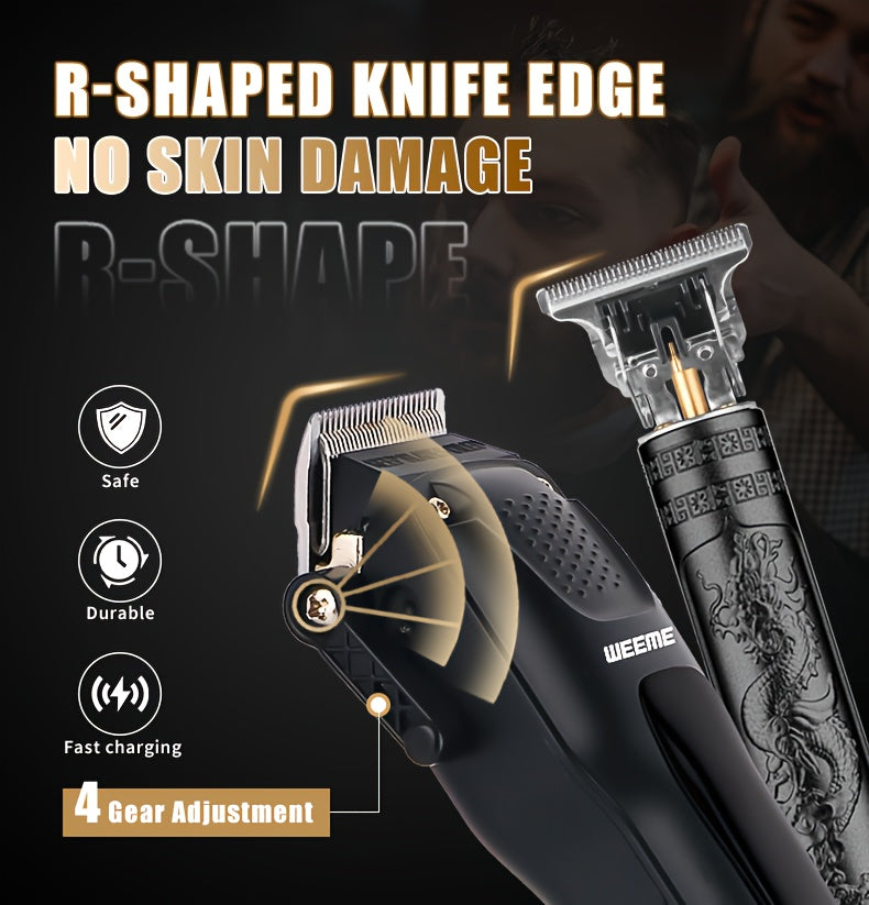 WEEME 2pcs/3pcs Premium Men's Grooming Set Professional Hair Clipper Kit with Cordless Shaver  Beard Trimmer  LCD Display & USB Fast Charge Ideal Gift for Father's Day/Birthday/Anniversary (For Dad/Husband/Groom)