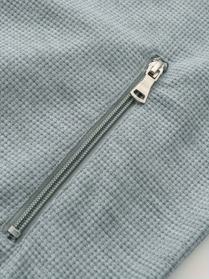 1pc Men'S Casual Polyester Zip-Up Jacket with Lapel Collar, Solid Color, Slight Stretch, Woven Fabric, Regular Fit, No Lining - Spring/Fall Outerwear