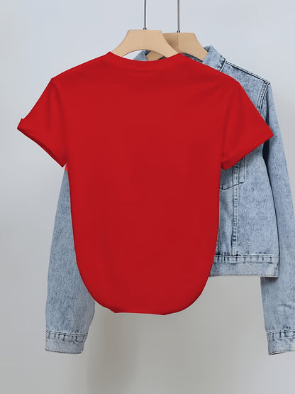 Women’s Casual Cotton Blend T-Shirt with M Letter Print, Summer