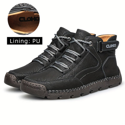 Men's High-Top Casual Lace-Up Sneakers with Rubber Sole