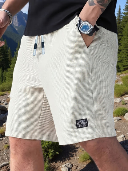 Men's Lightweight Polyester Casual Shorts with Drawstring Waist