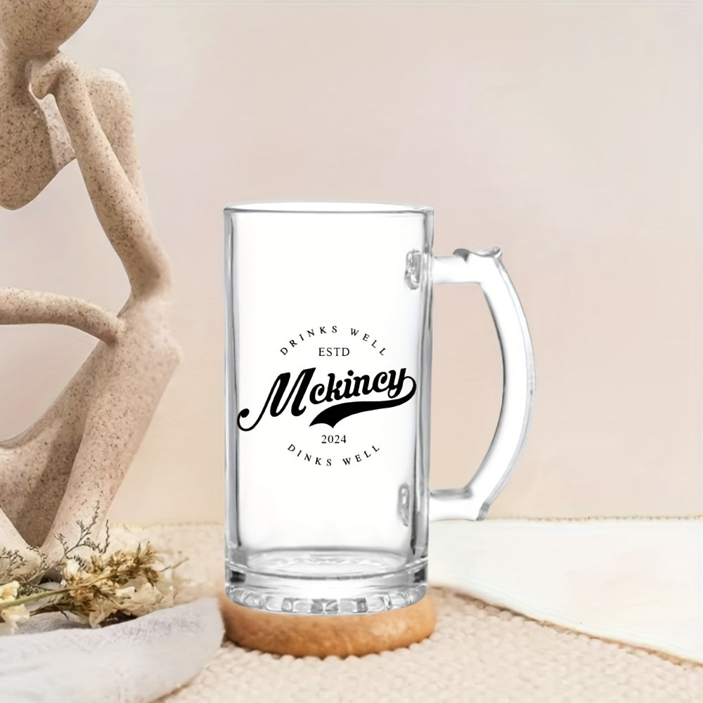 Personalized Custom Name Glass Beer Mug – Reusable Drinkware