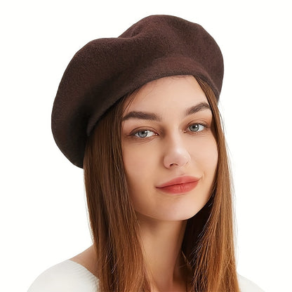 Classic Faux Leather Beret for Autumn and Winter Fashion