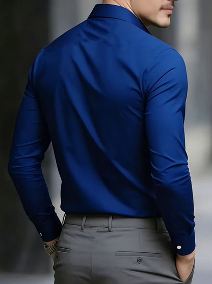 Men's Casual Long Sleeve Business Shirt for Spring and Fall