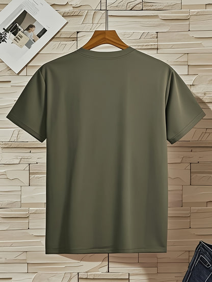 Men'S V-Neck Short Sleeve T-Shirt - Lightweight  Breathable, Casual Fit, Solid Black, Perfect for Summer, High-Quality Knit Fabric, Everyday Tshirt   Casual Style   Comfortable Fit