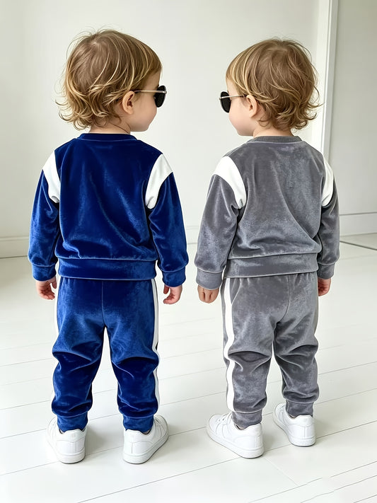 Unisex Baby Velvet Sweatshirt & Joggers Set for Fall-Winter