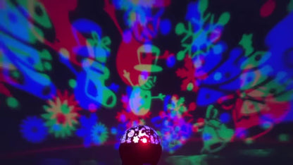 2-in-1 USB-Powered Night Light with RGB Sound Sensor & Dimmable Music Beats - USB-Powered Projection & Ambient Lighting, 5-Color RGB Night Light with Snowflake Effect