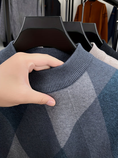 The New Autumn And Winter Collection Features a Men'S Long-Sleeve Knitted Pullover with a Zipper Design And Ribbed Round Neck. This Casual And Stylish Sweater Is Versatile for Daily Wear in The Fall And Winter, Suitable for L