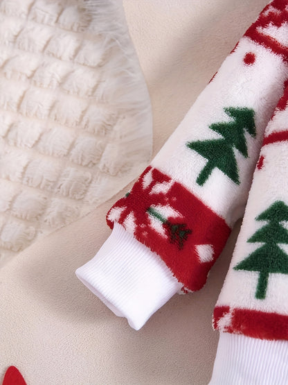 Children's Christmas Fashionable Autumn and Winter Flannel Suit Children's Warm New Two-piece Set