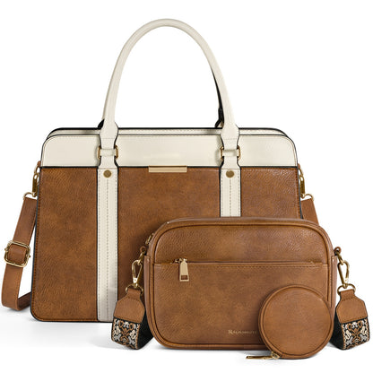 Women's Elegant 3-Piece PU Handbag & Wallet Set with Adjustable Strap