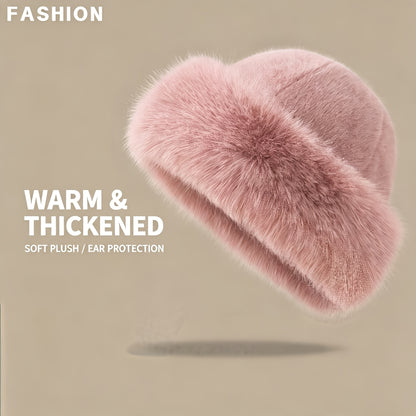 Women's Faux Fur Winter Bucket Hat, Soft Warm Thermal Hat
