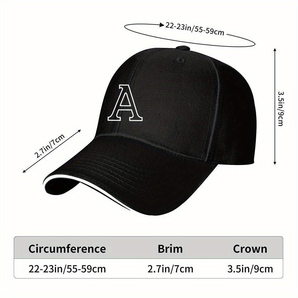 Lightweight Sports Baseball Cap with Ornate Letter A Print