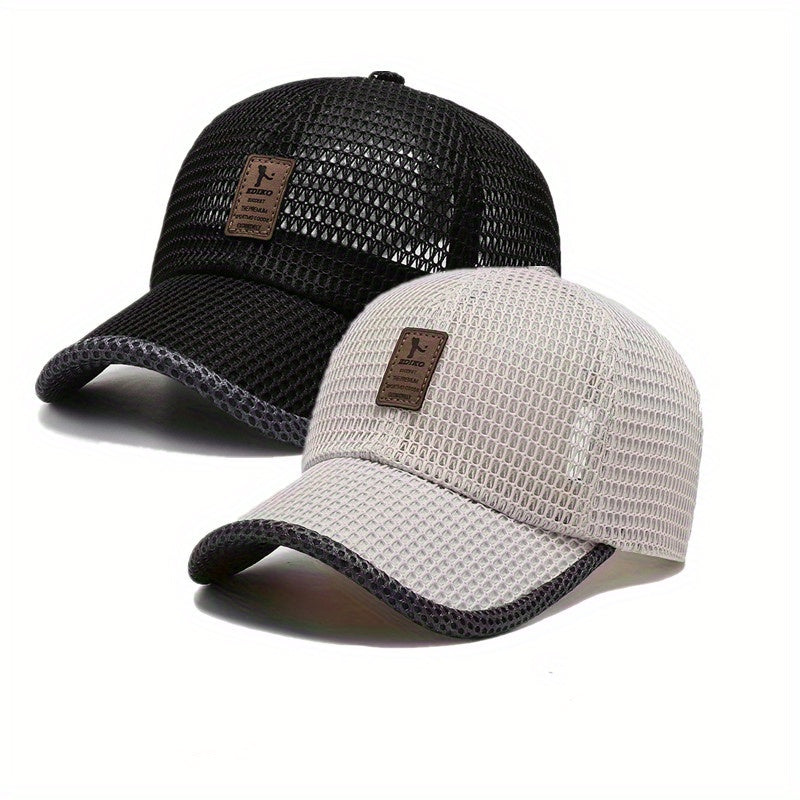 2pcs ediko Mesh Cap with Edge, Summer Mesh Baseball Cap for Men, Truck Driver Mesh Cap, Outdoor Sports Running
