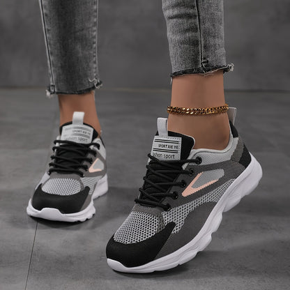 Women's Breathable Flying Woven Sneakers, Casual Lace Up Outdoor Shoes, Comfortable Low Top Sport Shoes